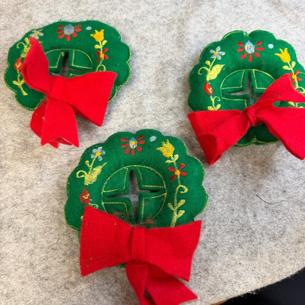 Vintage Set of 3 Christmas Holiday Door Knobbies Decorations